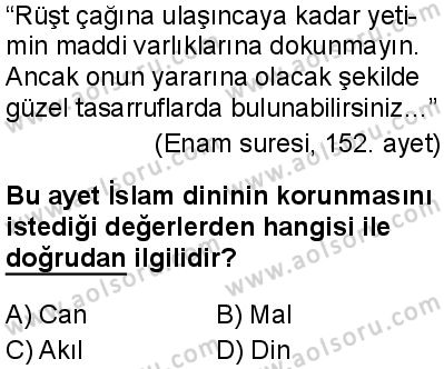 Din Kültürü ve Ahlak Bilgisi 8 Dersi 2025-2026 yılı 1. Dönem sınavı 4. Soru