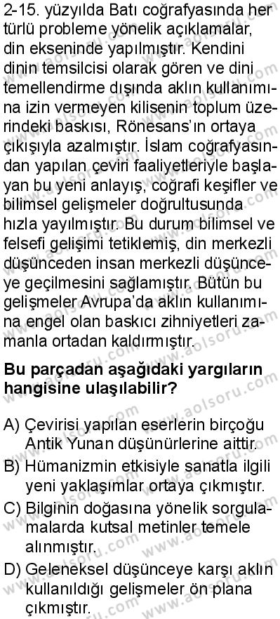 Felsefe 4 Dersi 2025-2026 yılı 1. Dönem sınavı 2. Soru