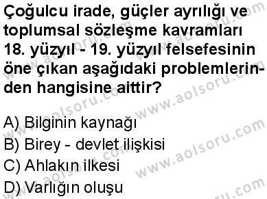Felsefe 4 Dersi 2025-2026 yılı 1. Dönem sınavı 4. Soru