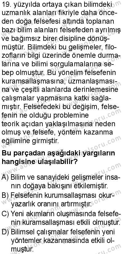 Felsefe 4 Dersi 2025-2026 yılı 1. Dönem sınavı 7. Soru
