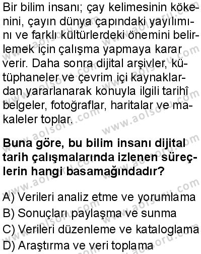 Tarih 1 Dersi 2025-2026 yılı 1. Dönem sınavı 4. Soru