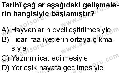 Tarih 1 Dersi 2025-2026 yılı 1. Dönem sınavı 5. Soru