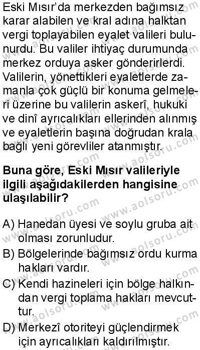 Tarih 1 Dersi 2025-2026 yılı 1. Dönem sınavı 7. Soru