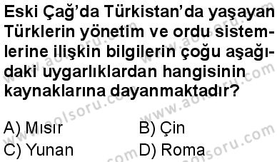 Tarih 1 Dersi 2025-2026 yılı 1. Dönem sınavı 9. Soru