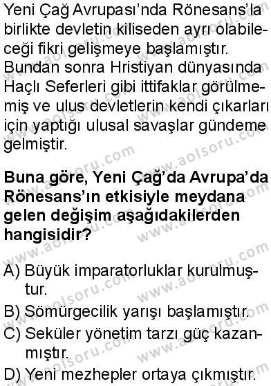 Seçmeli Tarih 1 Dersi 2025-2026 yılı 1. Dönem sınavı 6. Soru