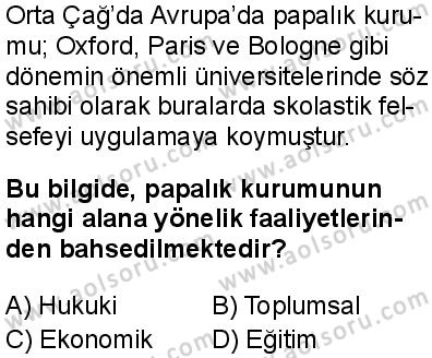 Tarih 5 Dersi 2025-2026 yılı 1. Dönem sınavı 5. Soru