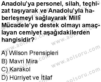 T.C. İnklap Tarihi ve Atatürkçülük 1 Dersi 2025-2026 yılı 1. Dönem sınavı 4. Soru