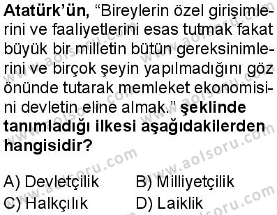 T.C. İnklap Tarihi ve Atatürkçülük 1 Dersi 2025-2026 yılı 1. Dönem sınavı 7. Soru