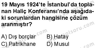 T.C. İnklap Tarihi ve Atatürkçülük 1 Dersi 2025-2026 yılı 1. Dönem sınavı 9. Soru