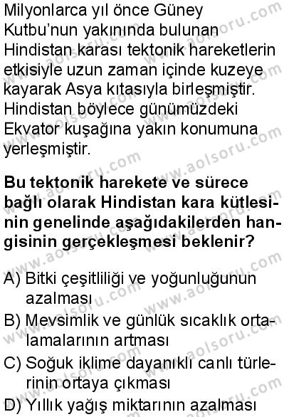 Coğrafya 2 Dersi 2025-2026 yılı 1. Dönem sınavı 1. Soru