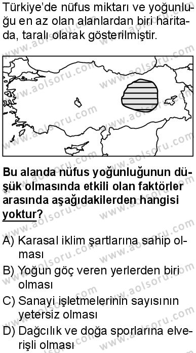 Coğrafya 2 Dersi 2025-2026 yılı 1. Dönem sınavı 3. Soru