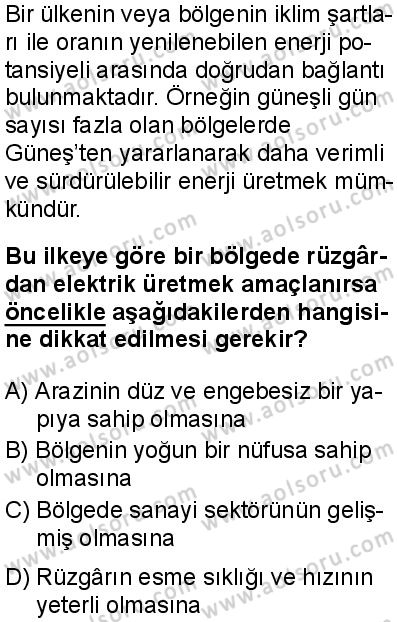Coğrafya 2 Dersi 2025-2026 yılı 1. Dönem sınavı 4. Soru