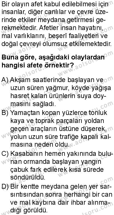Coğrafya 2 Dersi 2025-2026 yılı 1. Dönem sınavı 8. Soru