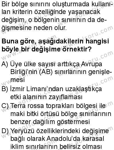Coğrafya 2 Dersi 2025-2026 yılı 1. Dönem sınavı 10. Soru