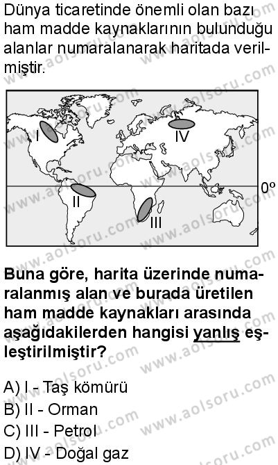 Seçmeli Coğrafya 2 Dersi 2025-2026 yılı 1. Dönem sınavı 3. Soru