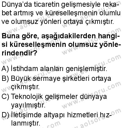 Seçmeli Coğrafya 2 Dersi 2025-2026 yılı 1. Dönem sınavı 4. Soru