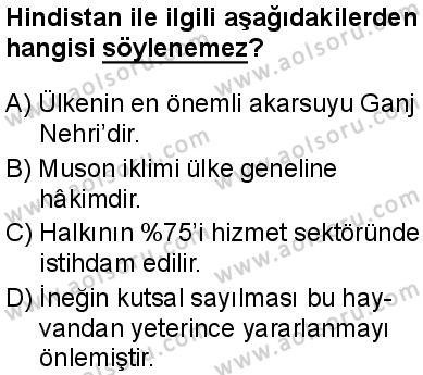 Seçmeli Coğrafya 2 Dersi 2025-2026 yılı 1. Dönem sınavı 7. Soru