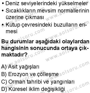 Seçmeli Coğrafya 2 Dersi 2025-2026 yılı 1. Dönem sınavı 9. Soru