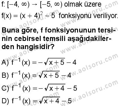 Matematik 4 Dersi 2025-2026 yılı 1. Dönem sınavı 3. Soru