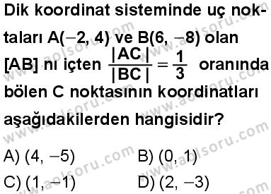 Matematik 4 Dersi 2025-2026 yılı 1. Dönem sınavı 8. Soru