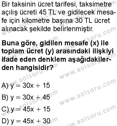 Matematik 4 Dersi 2025-2026 yılı 1. Dönem sınavı 9. Soru
