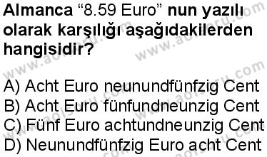 Almanca 2 Dersi 2025-2026 yılı 1. Dönem sınavı 7. Soru