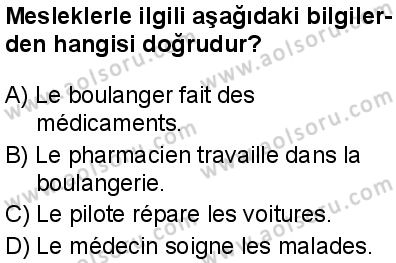 Fransızca 2 Dersi 2025-2026 yılı 1. Dönem sınavı 10. Soru