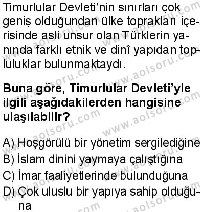 Seçmeli Ortak Türk Tarihi 2 Dersi 2025-2026 yılı 1. Dönem sınavı 8. Soru