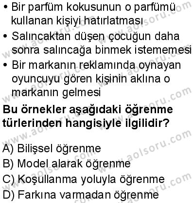 Seçmeli Psikoloji 2 Dersi 2025-2026 yılı 1. Dönem sınavı 3. Soru