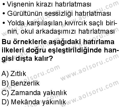 Seçmeli Psikoloji 2 Dersi 2025-2026 yılı 1. Dönem sınavı 6. Soru