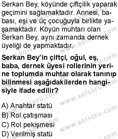 Seçmeli Sosyoloji 1 Dersi 2025-2026 yılı 1. Dönem sınavı 4. Soru