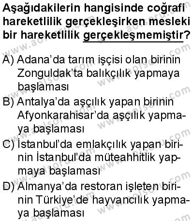 Seçmeli Sosyoloji 1 Dersi 2025-2026 yılı 1. Dönem sınavı 8. Soru