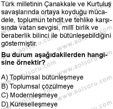 Seçmeli Sosyoloji 1 Dersi 2025-2026 yılı 1. Dönem sınavı 10. Soru