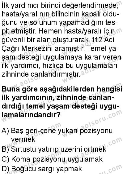 Sağlık Bilgisi ve Trafik Kültürü 1 Dersi 2025-2026 yılı 1. Dönem sınavı 7. Soru