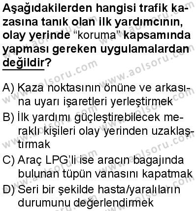 Sağlık Bilgisi ve Trafik Kültürü 1 Dersi 2025-2026 yılı 1. Dönem sınavı 8. Soru