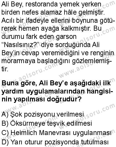 Sağlık Bilgisi ve Trafik Kültürü 1 Dersi 2025-2026 yılı 1. Dönem sınavı 9. Soru