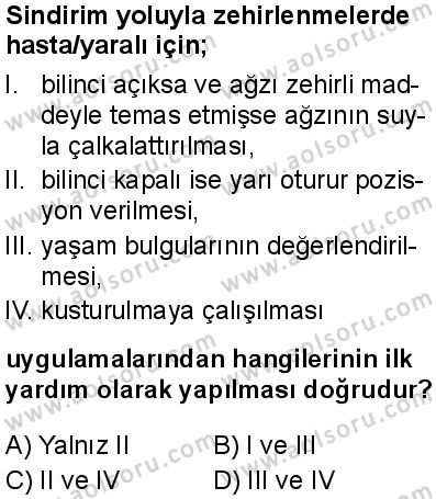 Sağlık Bilgisi ve Trafik Kültürü 1 Dersi 2025-2026 yılı 1. Dönem sınavı 10. Soru