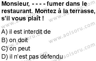 Fransızca 4 Dersi 2025-2026 yılı 1. Dönem sınavı 1. Soru