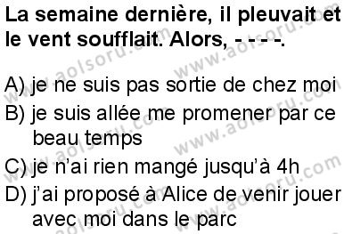 Fransızca 4 Dersi 2025-2026 yılı 1. Dönem sınavı 4. Soru