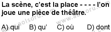Fransızca 4 Dersi 2025-2026 yılı 1. Dönem sınavı 5. Soru