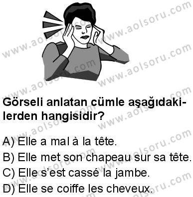 Fransızca 4 Dersi 2025-2026 yılı 1. Dönem sınavı 9. Soru