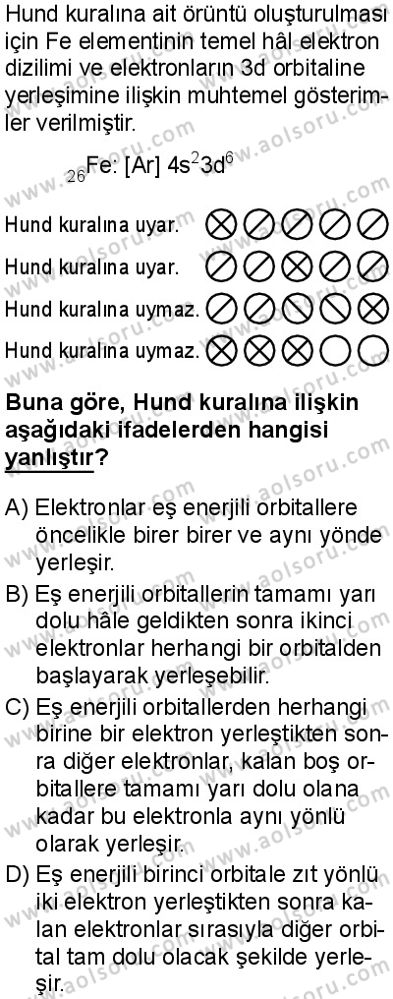 Kimya 1 Dersi 2025-2026 yılı 1. Dönem sınavı 2. Soru