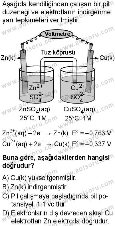 Seçmeli Kimya 3 Dersi 2025-2026 yılı 1. Dönem sınavı 3. Soru