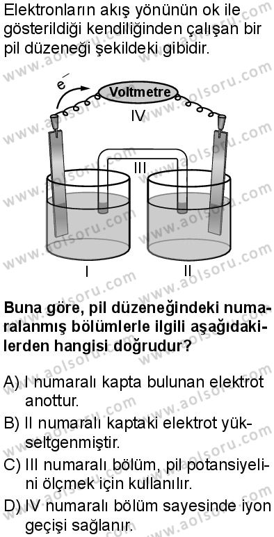 Seçmeli Kimya 3 Dersi 2025-2026 yılı 1. Dönem sınavı 4. Soru