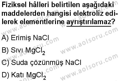Seçmeli Kimya 3 Dersi 2025-2026 yılı 1. Dönem sınavı 5. Soru