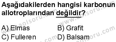 Seçmeli Kimya 3 Dersi 2025-2026 yılı 1. Dönem sınavı 8. Soru