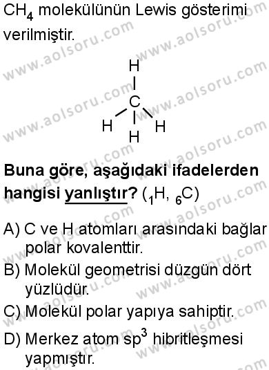 Seçmeli Kimya 3 Dersi 2025-2026 yılı 1. Dönem sınavı 9. Soru