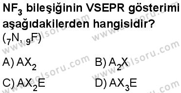 Seçmeli Kimya 3 Dersi 2025-2026 yılı 1. Dönem sınavı 10. Soru