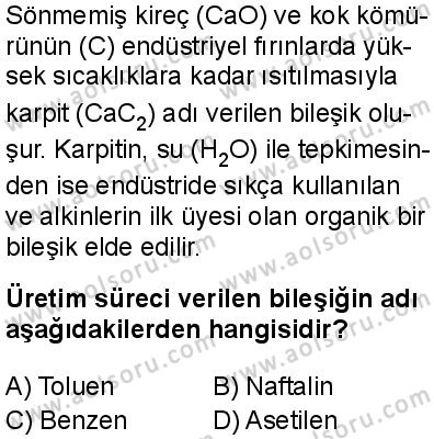Seçmeli Kimya 4 Dersi 2025-2026 yılı 1. Dönem sınavı 3. Soru
