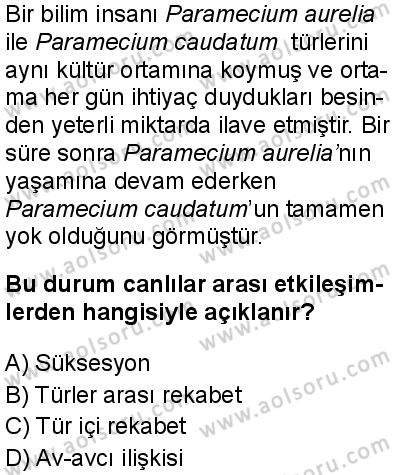 Biyoloji 4 Dersi 2025-2026 yılı 1. Dönem sınavı 2. Soru